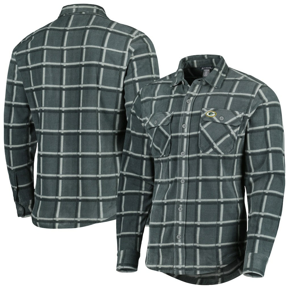 Antigua Industry Flannel Button-Up Shirt Jacket - Green Bay Packers Jackets