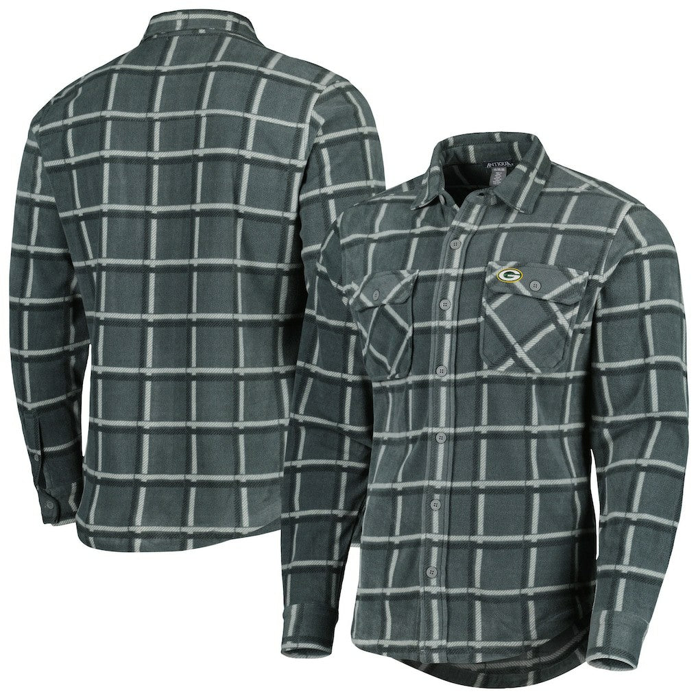 Antigua Industry Flannel Button-Up Shirt Jacket - Green Bay Packers Jackets