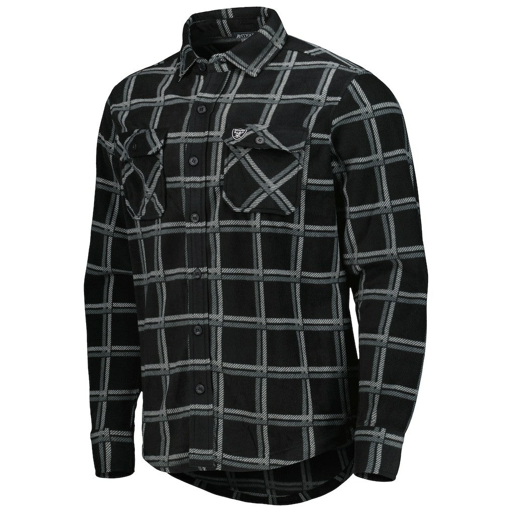 Antigua Industry Flannel Button-Up Shirt Jacket - Las Vegas Raiders Jackets