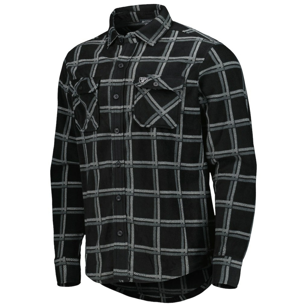 Antigua Industry Flannel Button-Up Shirt Jacket - Las Vegas Raiders Jackets
