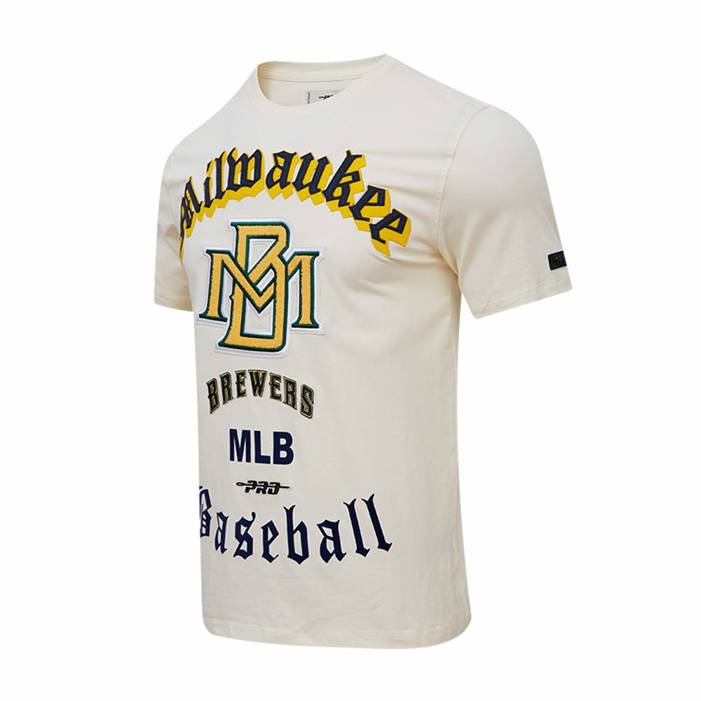 Cream Milwaukee Brewers Pro Standard Cooperstown Collection Old English T-Shirt