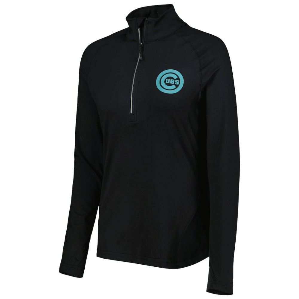 Black Chicago Cubs Levelwear Women's Energy Quarter-Zip Jacket