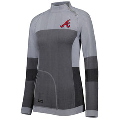 Charcoal Atlanta Braves Levelwear Women's Verse Asymmetrical Raglan Tri-Blend Quarter-Zip Jacket