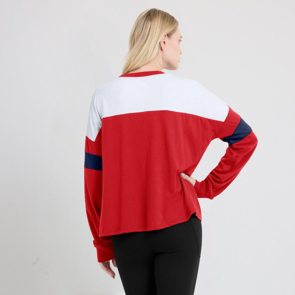 Red/White St. Louis Cardinals Fanatics Women's Even Match Lace-Up Long Sleeve V-Neck T-Shirt