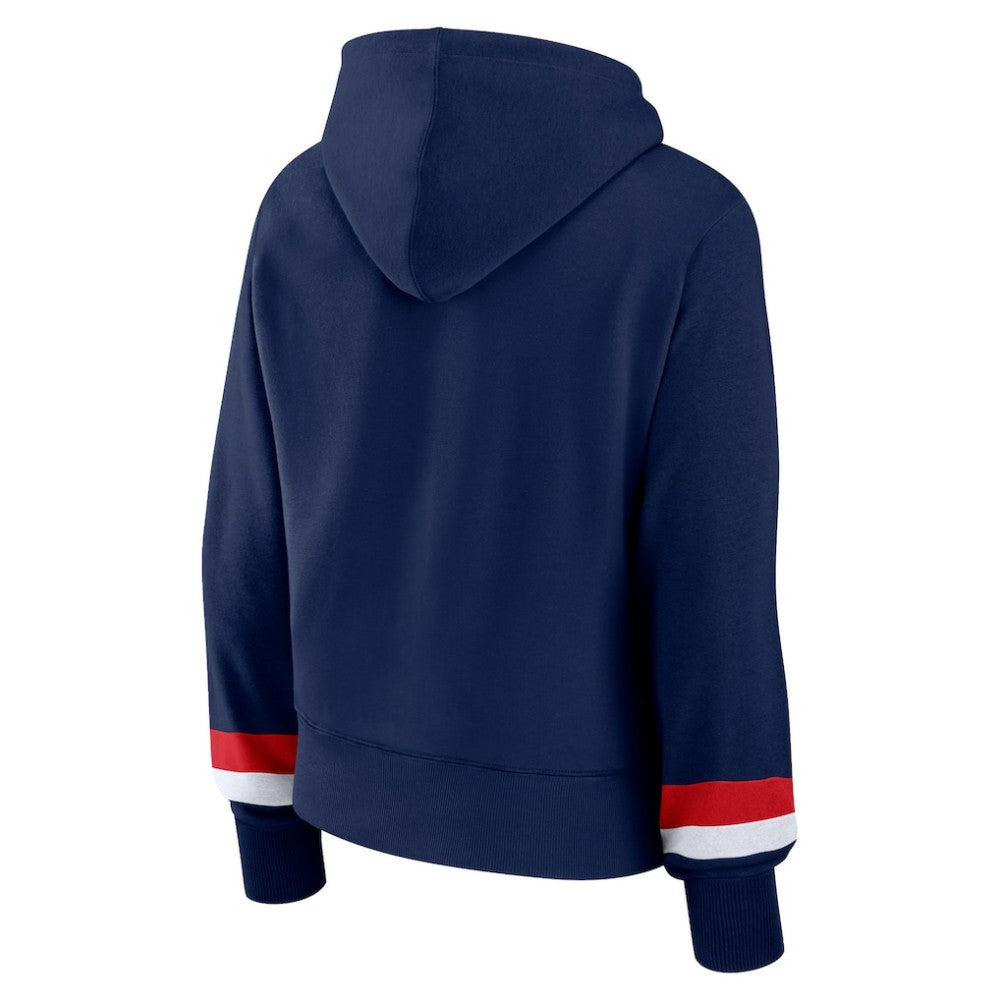 Navy Atlanta Braves Fanatics Women's Over Under Pullover Hoodie