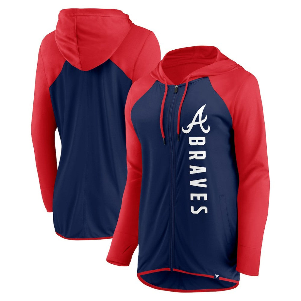 Navy/Red Atlanta Braves Fanatics Women's Forever Fan Full-Zip Hoodie Jacket