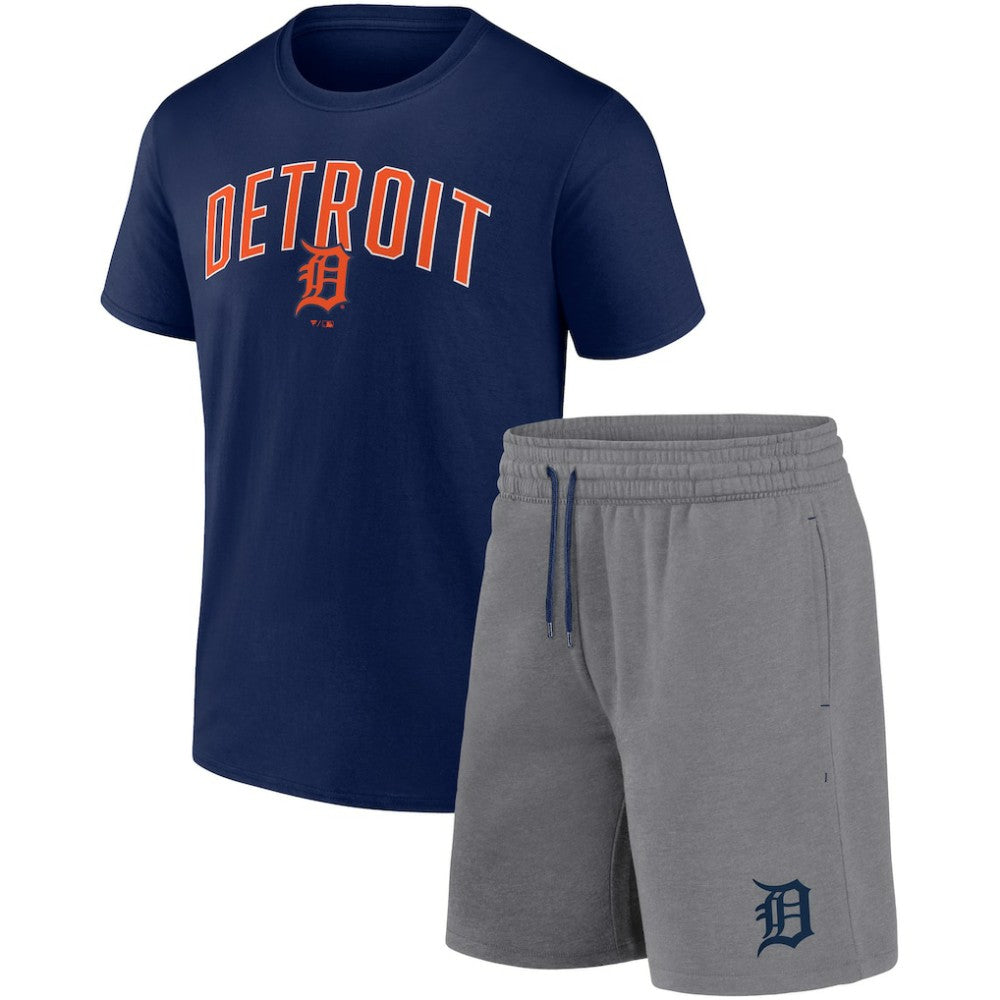 Navy/Heather Gray Detroit Tigers Fanatics Arch T-Shirt & Shorts Combo Set