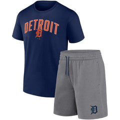 Navy/Heather Gray Detroit Tigers Fanatics Arch T-Shirt & Shorts Combo Set
