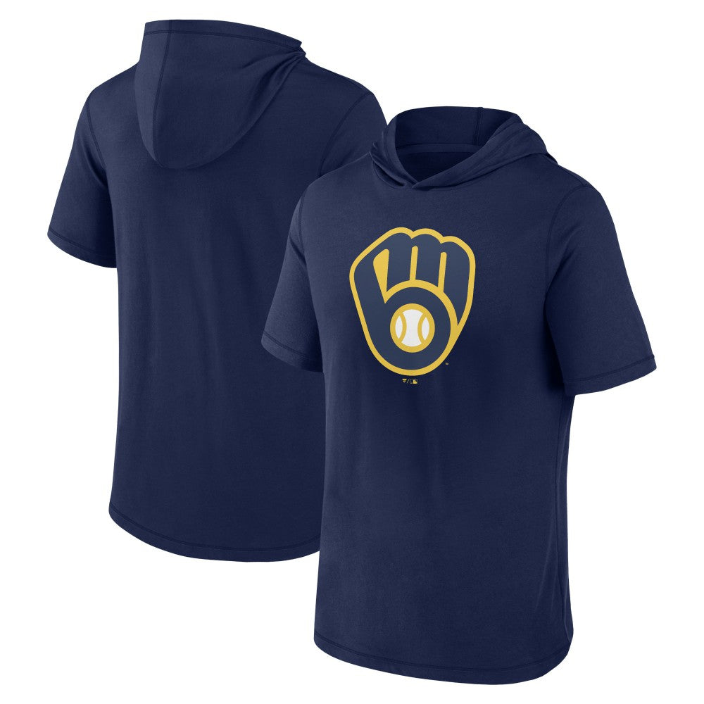 Navy Milwaukee Brewers Fanatics Short Sleeve Hoodie T-Shirt