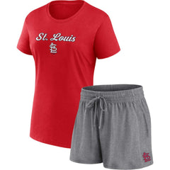 Red/Gray St. Louis Cardinals Fanatics Women's Script T-Shirt & Shorts Combo Set
