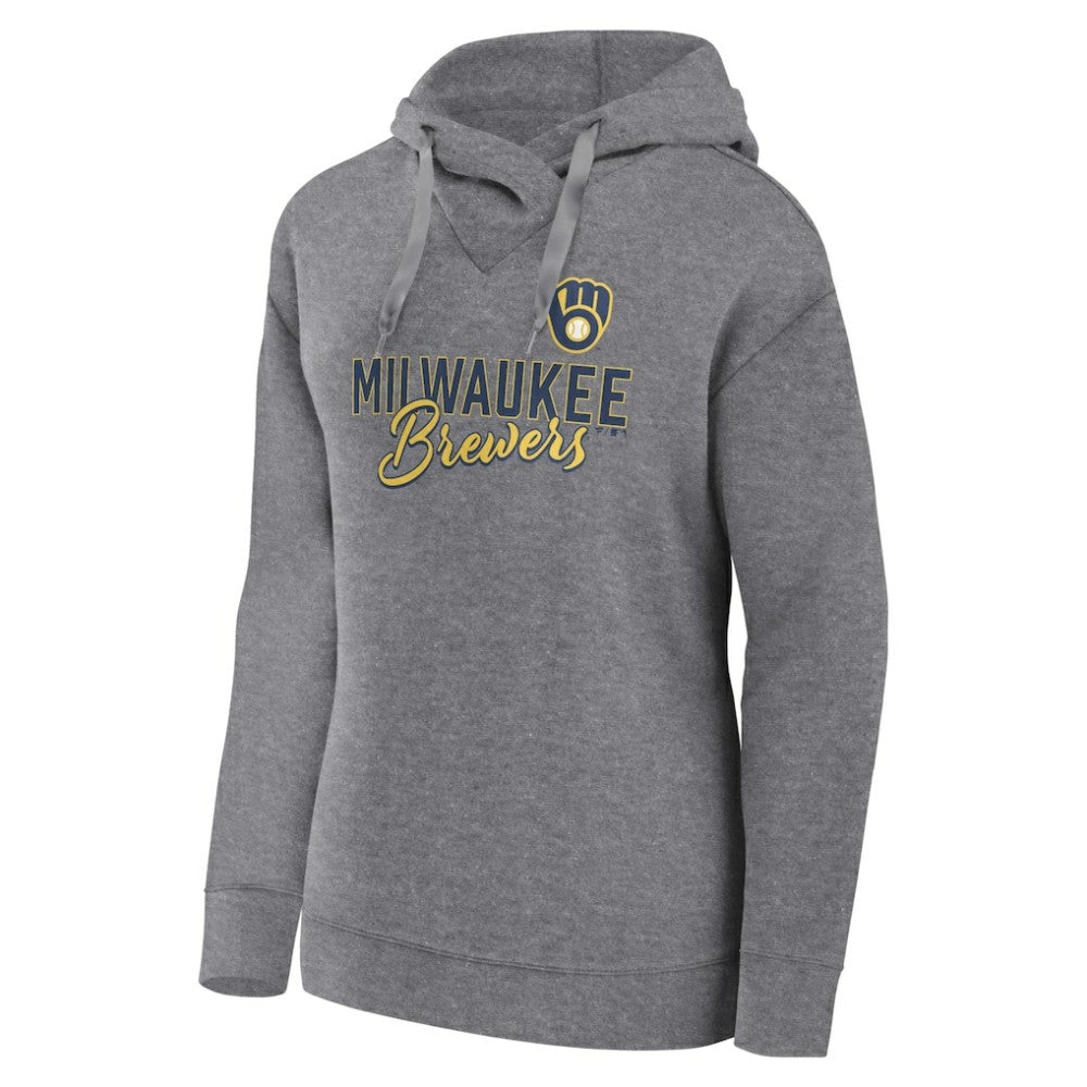 Heather Gray Milwaukee Brewers Fanatics Women's Script Favorite Lightweight Pullover Hoodie