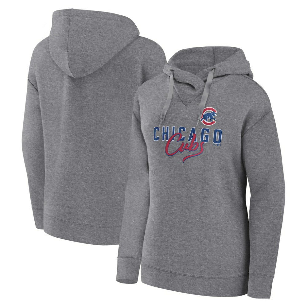 Heather Gray Chicago Cubs Fanatics Women's Script Favorite Lightweight Pullover Hoodie