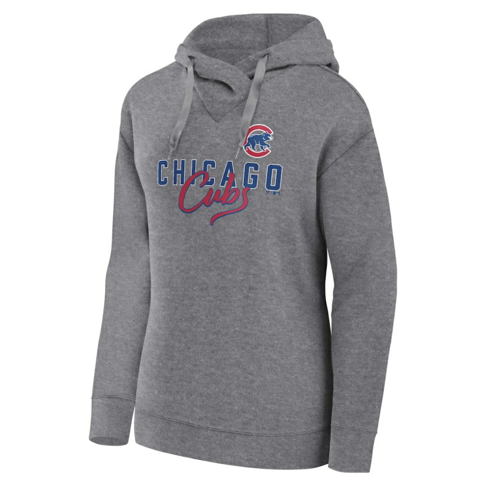 Heather Gray Chicago Cubs Fanatics Women's Script Favorite Lightweight Pullover Hoodie