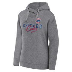 Heather Gray Chicago Cubs Fanatics Women's Script Favorite Lightweight Pullover Hoodie