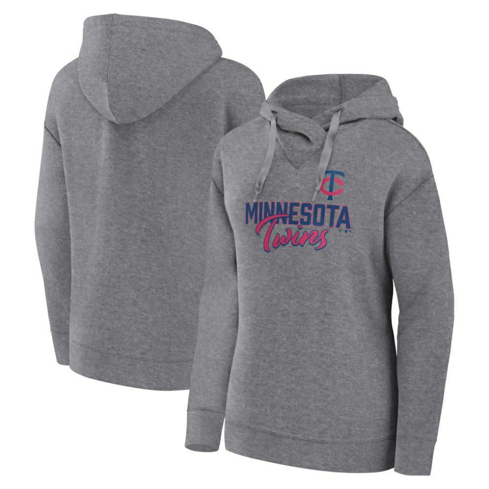 Heather Gray Minnesota Twins Fanatics Women's Script Favorite Lightweight Pullover Hoodie