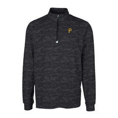 Black Pittsburgh Pirates Cutter & Buck Big & Tall Traverse Camo Print Stretch Quarter-Zip Pullover Top