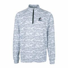 Charcoal Miami Marlins Cutter & Buck Big & Tall Traverse Camo Print Stretch Quarter-Zip Pullover Top
