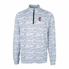Charcoal Cleveland Guardians Cutter & Buck Big & Tall Traverse Camo Print Stretch Quarter-Zip Pullover Top