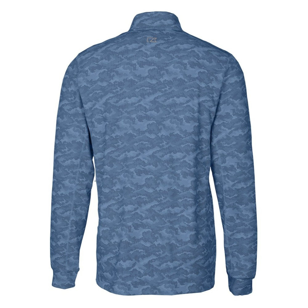 Navy Chicago Cubs Cutter & Buck Big & Tall Traverse Camo Print Stretch Quarter-Zip Pullover Top