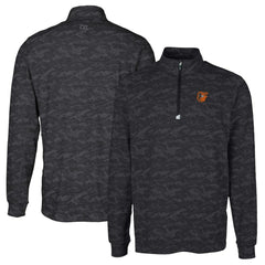 Black Baltimore Orioles Cutter & Buck Traverse Camo Print Stretch Quarter-Zip Pullover Top