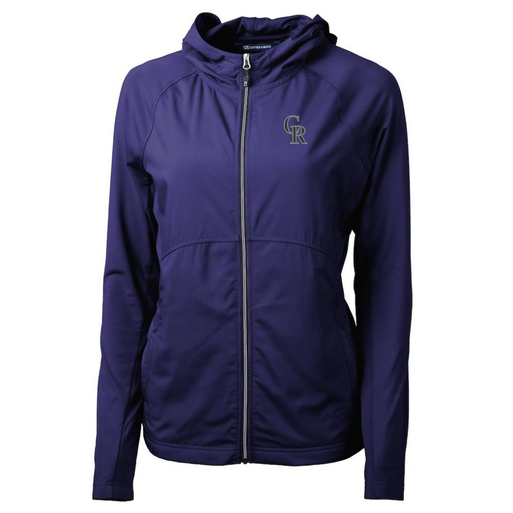 Purple Colorado Rockies Cutter & Buck Women's Adapt Eco Knit Hybrid Recycled Full-Zip Hoodie