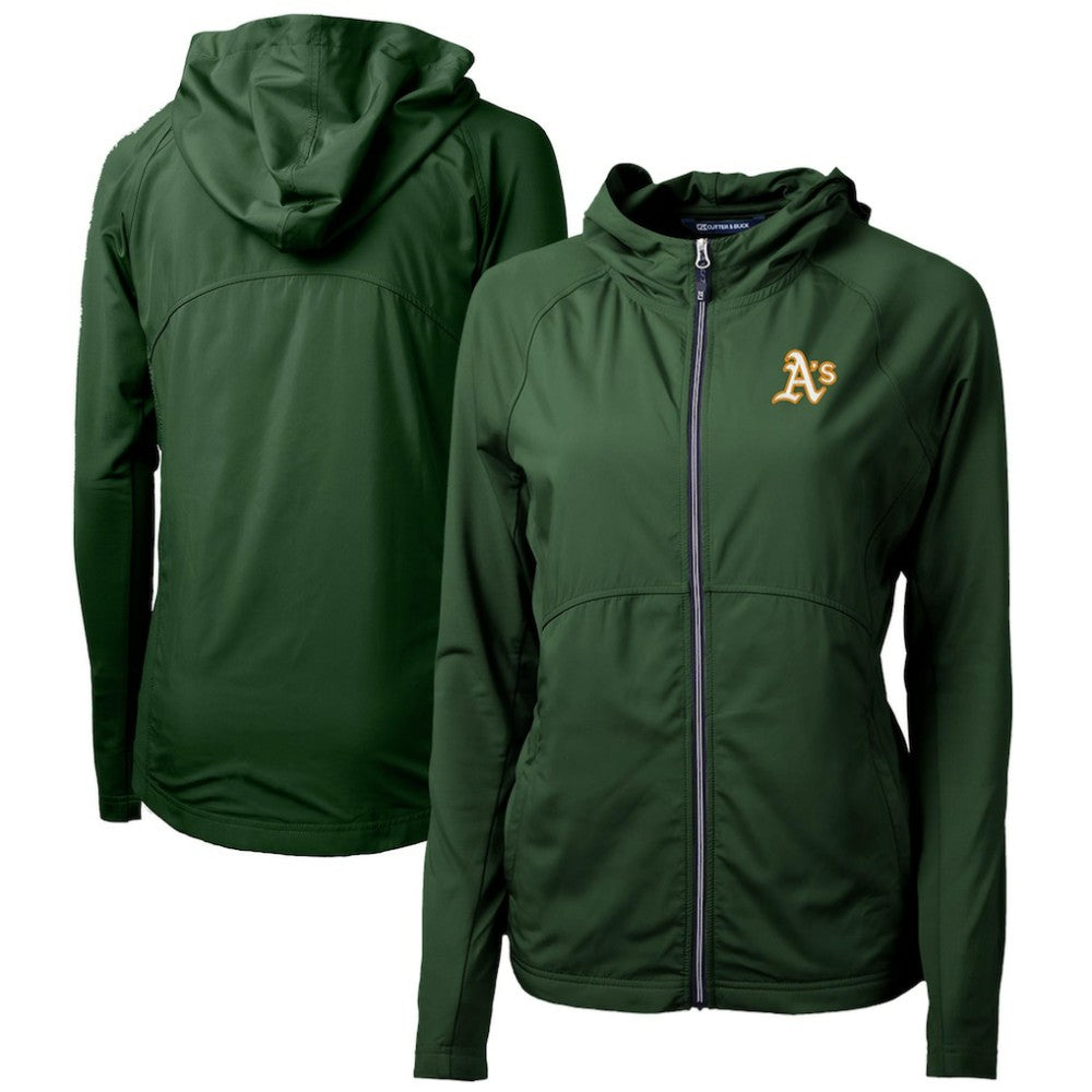 Hunter Green Athletics Cutter & Buck Women's Adapt Eco Knit Hybrid Recycled Full-Zip Hoodie