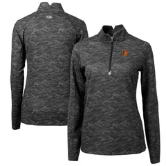 Black Baltimore Orioles Cutter & Buck Women's Traverse Camo Print Stretch Quarter-Zip Pullover Top