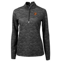 Black Baltimore Orioles Cutter & Buck Women's Traverse Camo Print Stretch Quarter-Zip Pullover Top