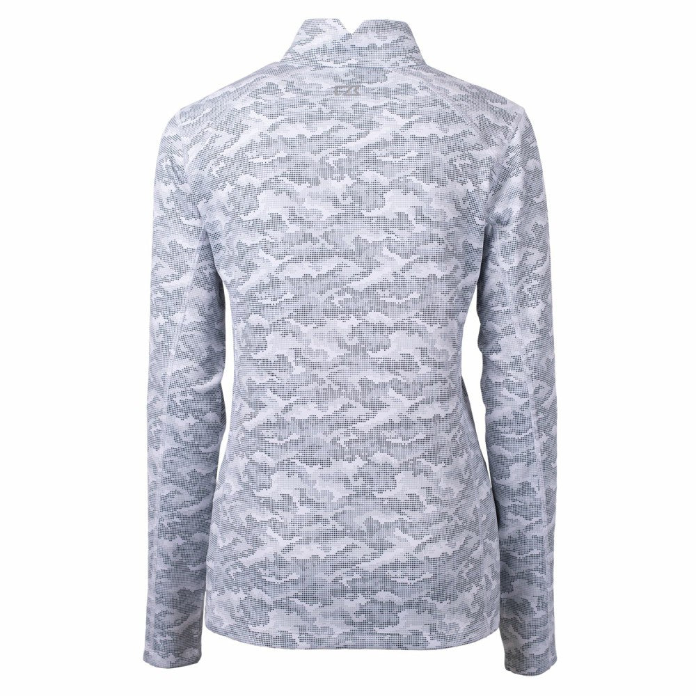 Charcoal Miami Marlins Cutter & Buck Women's Traverse Camo Print Stretch Quarter-Zip Pullover Top
