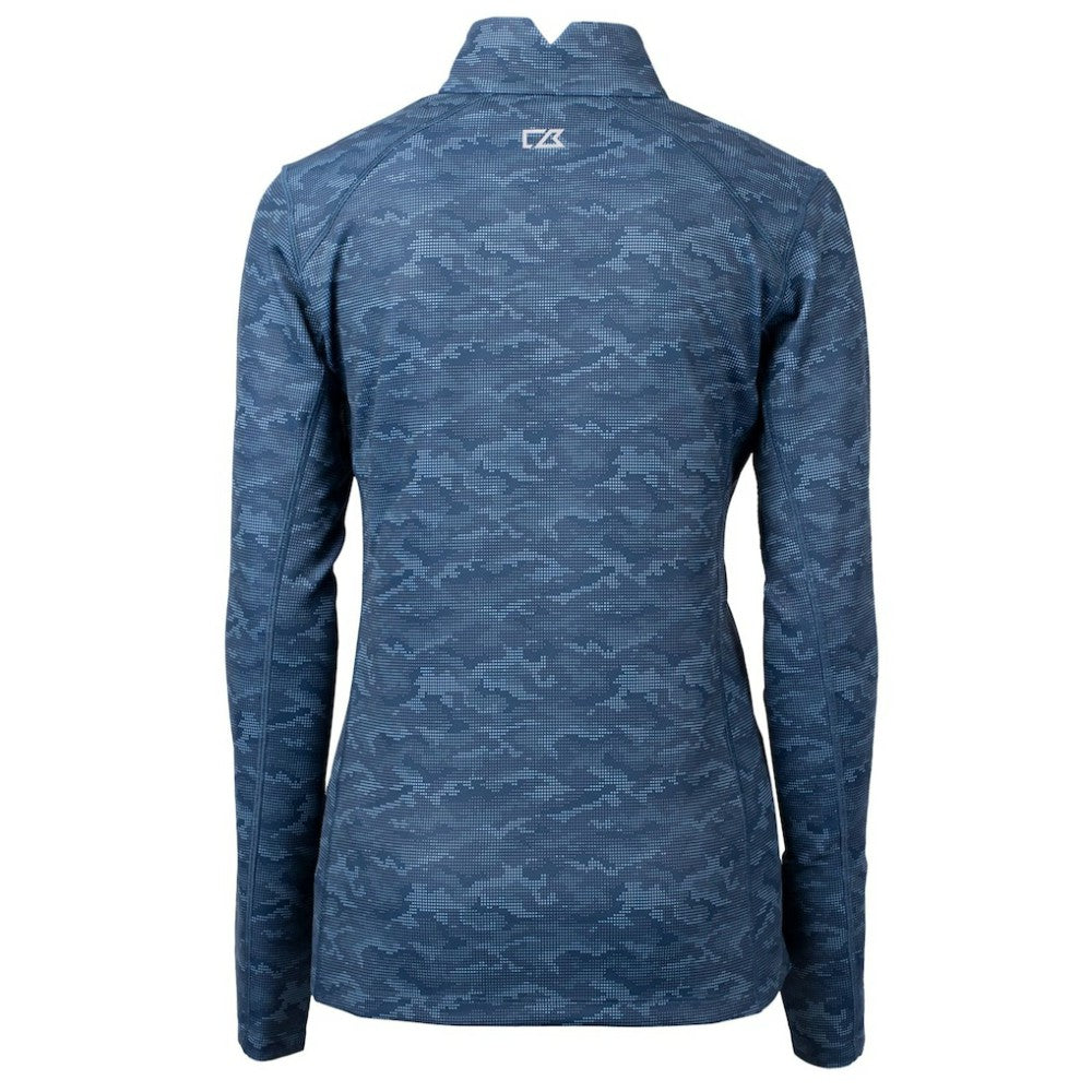Navy Houston Astros Cutter & Buck Women's Traverse Camo Print Stretch Quarter-Zip Pullover Top