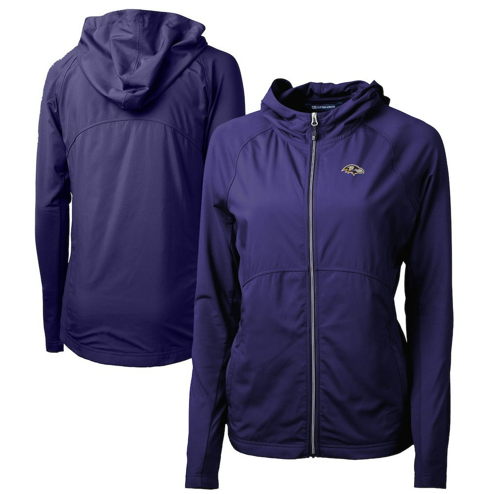Cutter & Buck Women's Adapt Eco Knit Hybrid Recycled Full-Zip Hoodie - Baltimore Ravens Hoodies