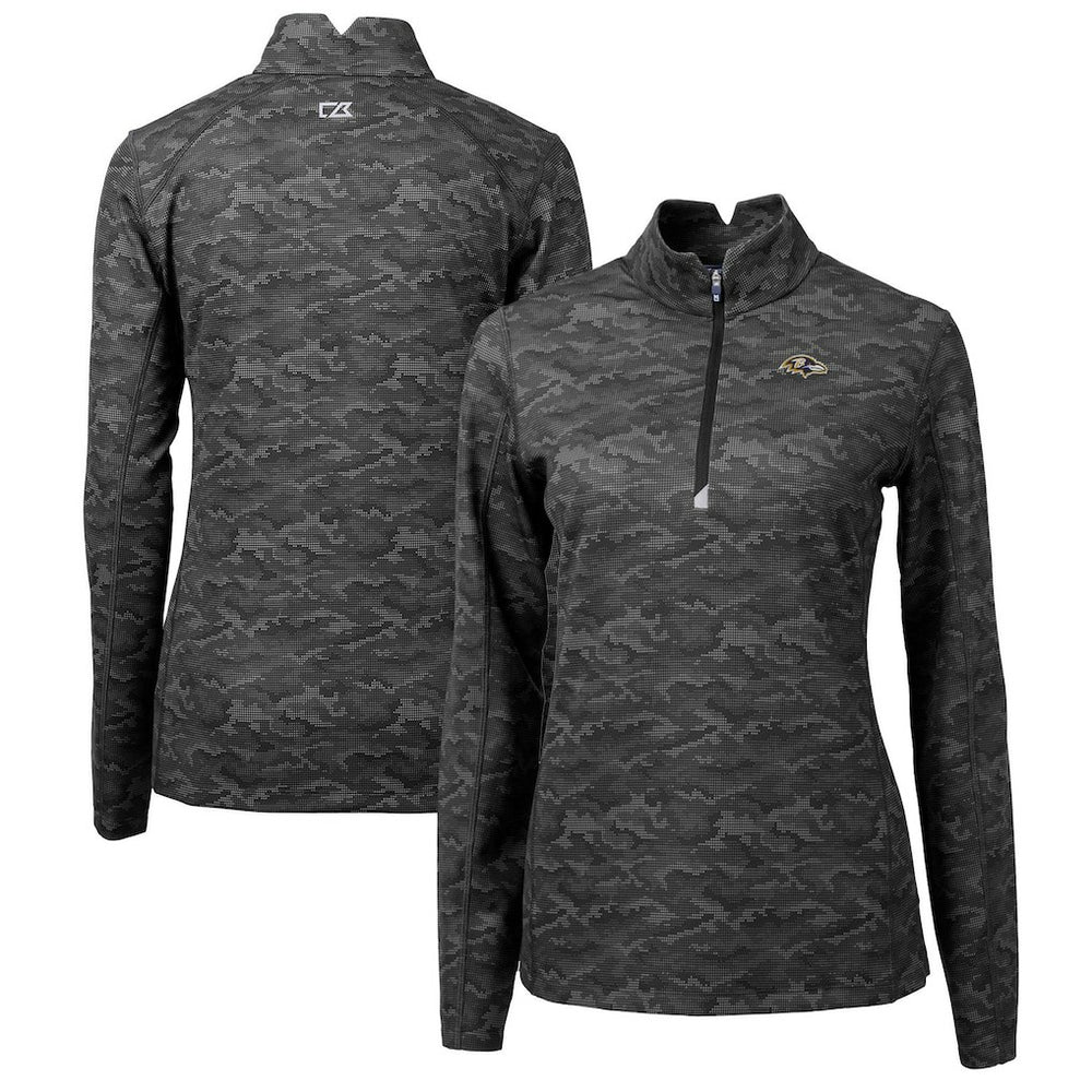 Cutter & Buck Women's Traverse Camo Print Stretch Quarter-Zip Pullover Top - Baltimore Ravens Pullover