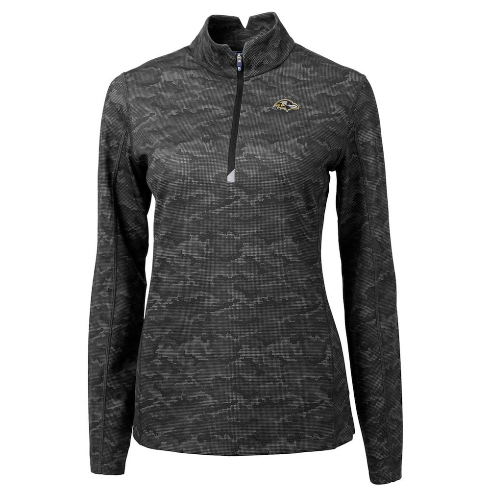 Cutter & Buck Women's Traverse Camo Print Stretch Quarter-Zip Pullover Top - Baltimore Ravens Pullover