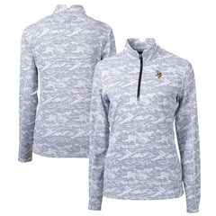 Cutter & Buck Women's Traverse Camo Print Stretch Quarter-Zip Pullover Top - Minnesota Vikings Pullover