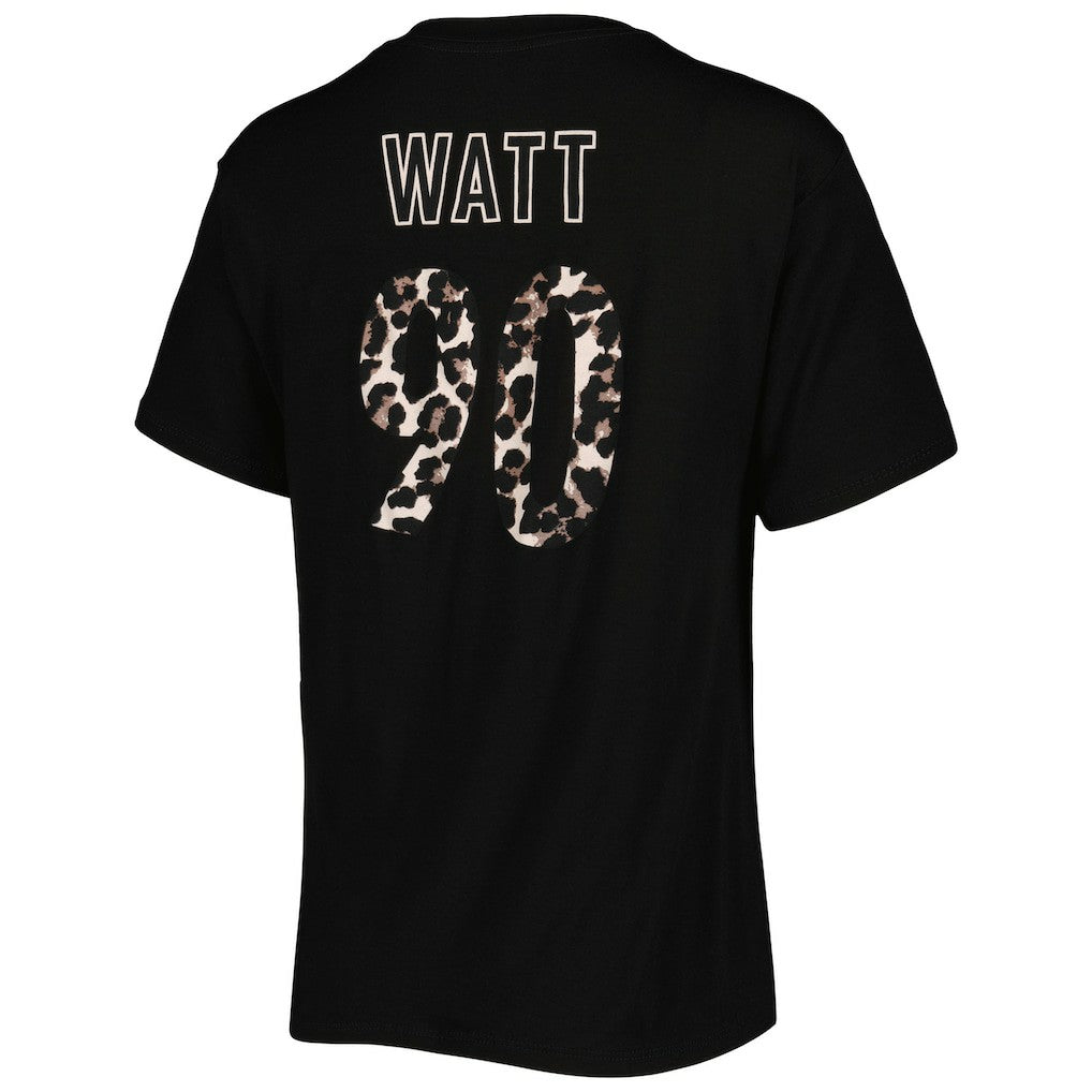 T.J. Watt  Majestic Threads Women's Leopard Player Name & Number T-Shirt - Pittsburgh Steelers T-shirts