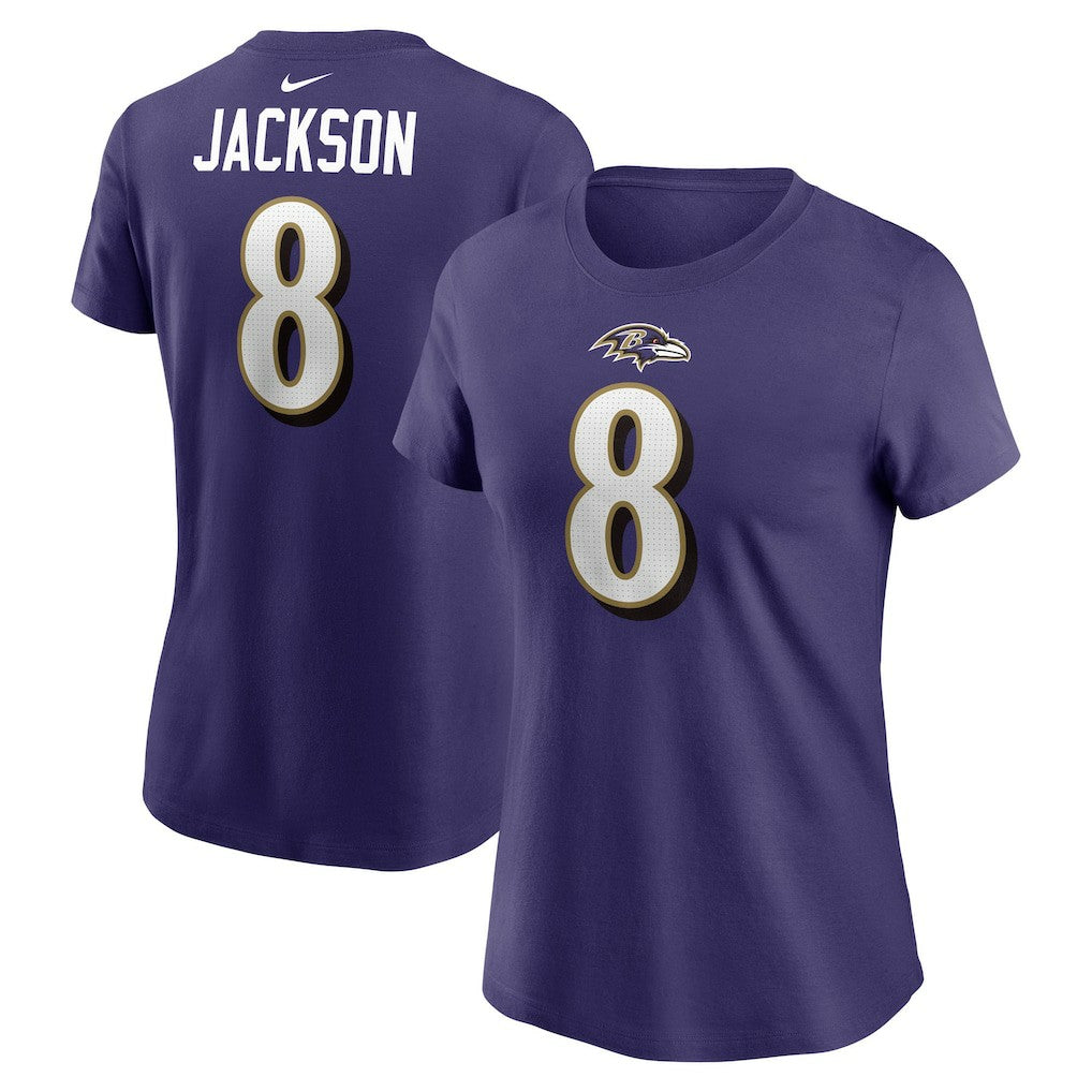 Lamar Jackson  Women's Player Name & Number T-Shirt - Baltimore Ravens T-shirts