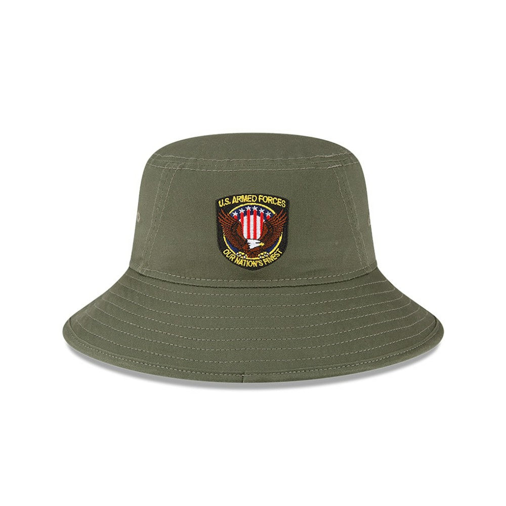 Green Athletics New Era 2023 Armed Forces Day Bucket Hat