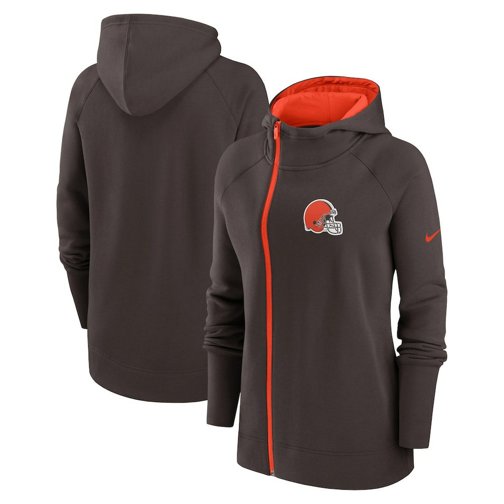 Women's Asymmetrical Raglan Full-Zip Hoodie - Cleveland Browns Hoodies