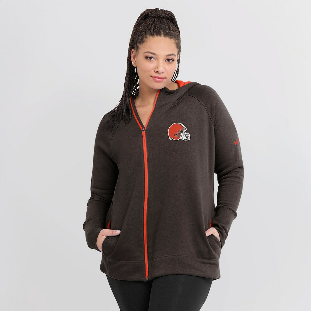 Women's Asymmetrical Raglan Full-Zip Hoodie - Cleveland Browns Hoodies