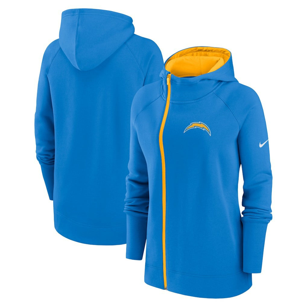 Women's Asymmetrical Raglan Full-Zip Hoodie - Los Angeles Chargers Hoodies
