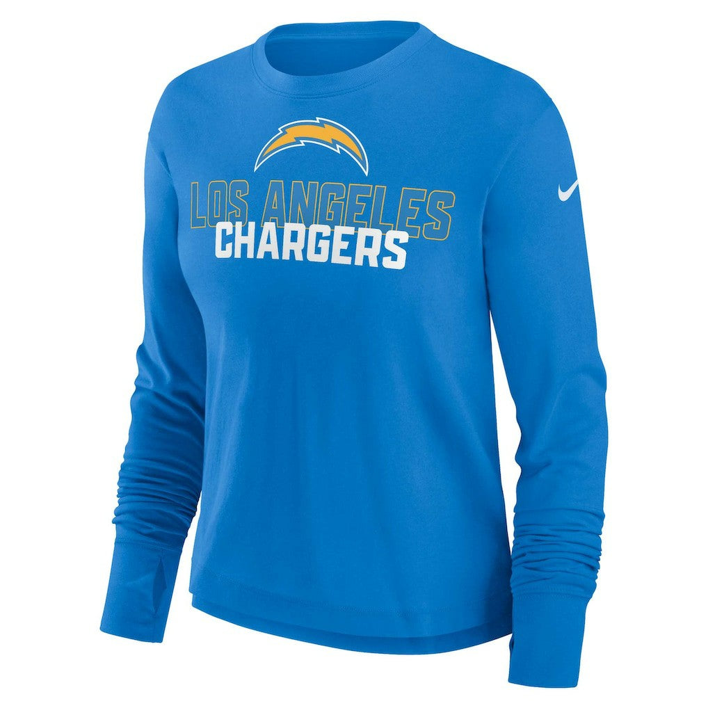 Women's Modest Crop Performance Long Sleeve T-Shirt - Los Angeles Chargers T-shirts