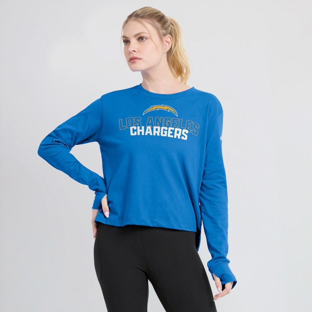 Women's Modest Crop Performance Long Sleeve T-Shirt - Los Angeles Chargers T-shirts