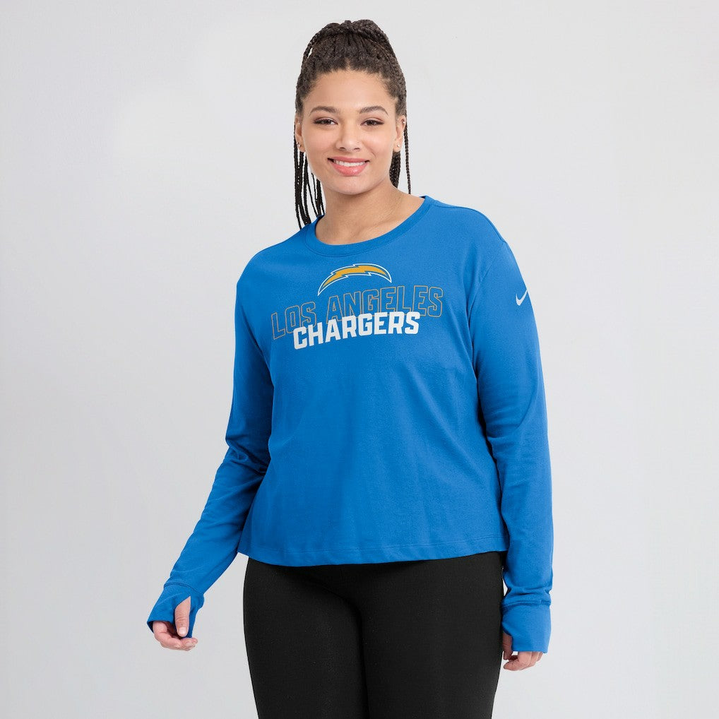 Women's Modest Crop Performance Long Sleeve T-Shirt - Los Angeles Chargers T-shirts