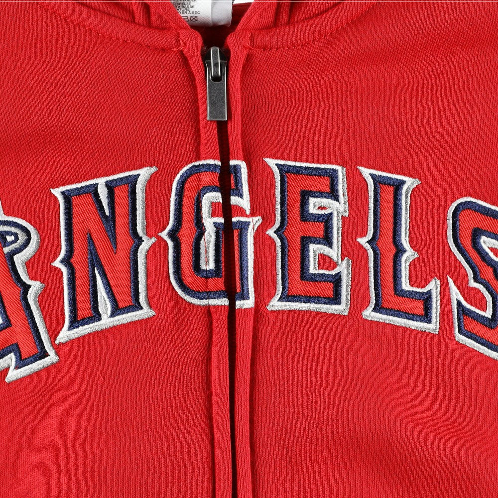 Red Los Angeles Angels Youth Wordmark Full-Zip Fleece Hoodie