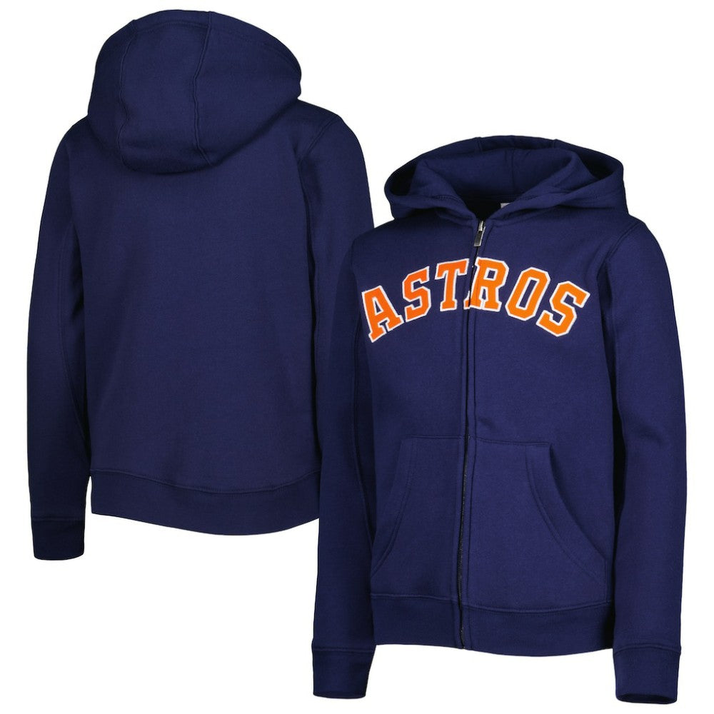Navy Houston Astros Youth Wordmark Full-Zip Fleece Hoodie