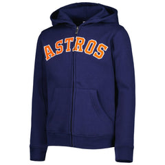 Navy Houston Astros Youth Wordmark Full-Zip Fleece Hoodie