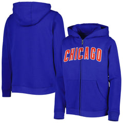 Royal Chicago Cubs Youth Wordmark Full-Zip Fleece Hoodie