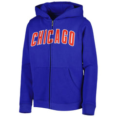 Royal Chicago Cubs Youth Wordmark Full-Zip Fleece Hoodie
