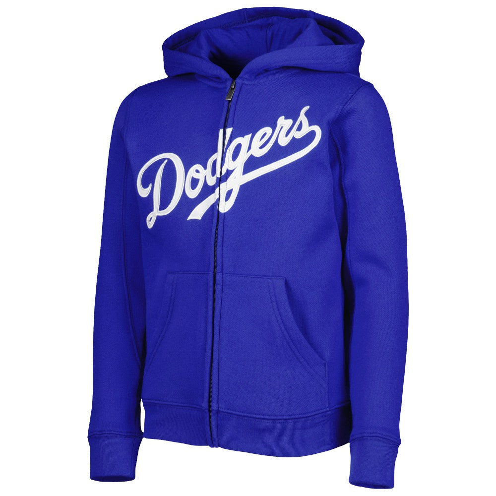 Royal Los Angeles Dodgers Youth Wordmark Full-Zip Fleece Hoodie