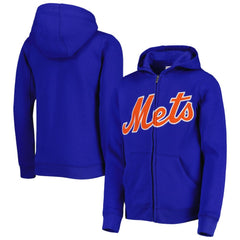 Royal New York Mets Youth Wordmark Full-Zip Fleece Hoodie